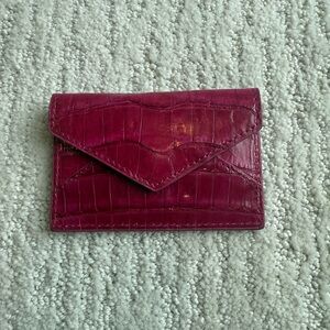 Judith Lieber Couture Croc card wallet with snap closure pink